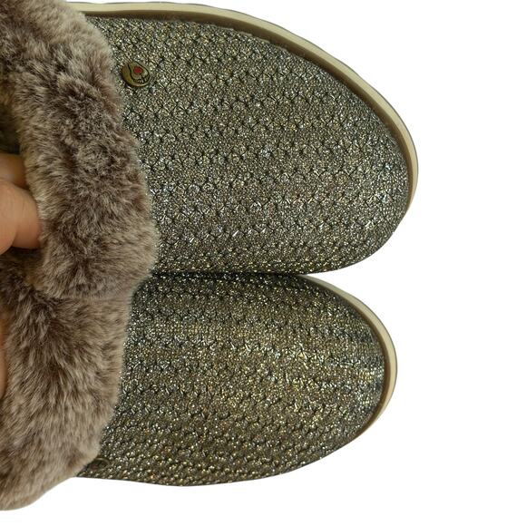 Skechers BOBS Faux Fur Memory Foam Slippers Women’s 6 Glitter Metallic Slip On - Picture 7 of 10